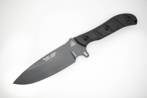 TOPS Knives: Silent Hero (Full Size) - Sniper Grey Fixed Blade w/ Rocky Mountain Black Micarta Handle