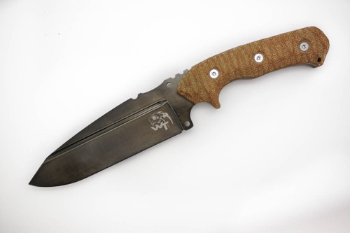 Wander Tactical: Smilodon "The Oath" - D2 Tool Steel - Drop Point Saber Grind Blade - Brown Micarta Handle