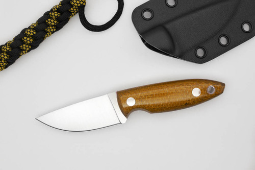 BRISA: Scara 60 Fixed Blade - RWL-34 Stainless Steel - Mustard Micarta Handle BRISA: Scara 60 Fixed Blade - RWL-34 Stainless Steel - Mustard Micarta Handle