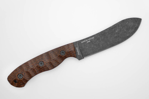 ESEE James Gibson, JG5 Nessmuk - 1095 Carbon Steel - Tumbled Black Oxide Finish - Sculpted Brown Burlap Micarta Handle ESEE James Gibson, JG5 Nessmuk - 1095 Carbon Steel - Tumbled Black Oxide Finish - Sculpted Brown Burlap Micarta Handle