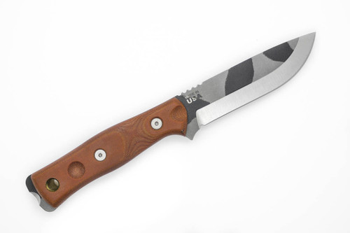 TOPS Knives, TPBROS01C B.O.B. (Brothers Of Bushcraft) Fieldcraft Fixed Blade Knife w/ Tan Canvas Micarta Handle - Camo Blade TOPS Knives, TPBROS01C B.O.B. (Brothers Of Bushcraft) Fieldcraft Fixed Blade Knife w/ Tan Canvas Micarta Handle - Camo Blade