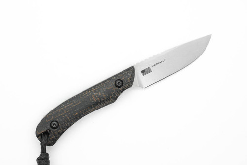Smith & Sons Knives: AXIOM - Magnacut Steel - Black w/ Brown Burlap Handle Smith & Sons Knives: AXIOM - Magnacut Steel - Black w/ Brown Burlap Handle