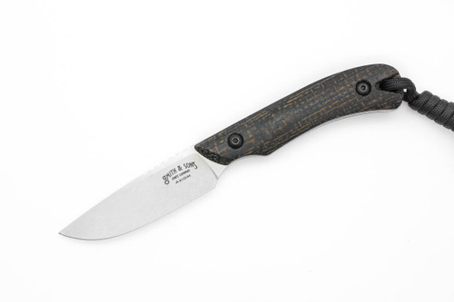 Smith & Sons Knives: AXIOM - Magnacut Steel - Black w/ Brown Burlap Handle