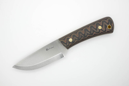 LT Wright Knives: XL Workhorse (Scandi Grind) Fixed Blade Knife - Python Canvas Micarta Handle, Snakeskin Liners - Matte Finish