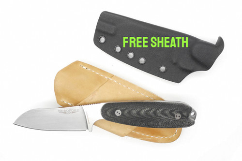 Bradford Knives: Guardian3.5 - CPM MagnaCut Steel - Sheepsfoot Saber Grind High Polish Blade - 3D Black Canvas Micarta Handle - FREE Kydex Sheath!