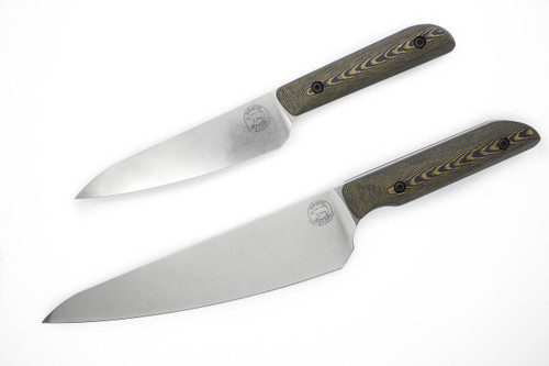 White River Knives: Liong Mah 2 Knife (Utility / Chef) Set - Maple & Black Richlite Handle - MagnaCut Steel