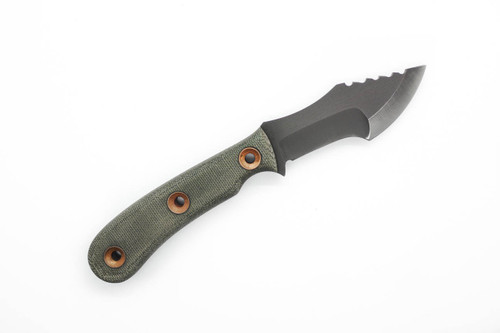 Dave Wenger Blades: Micro Tracker - CPM 3V Steel - Sawtooth - Green Canvas Micarta - Kydex Sheath Dave Wenger Blades: Micro Tracker - CPM 3V Steel - Sawtooth - Green Canvas Micarta - Kydex Sheath