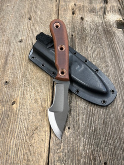 Dave Wenger Blades: Tracker Jr. - CPM 3V Steel - Without Sawtooth - Vintage Linen Micarta - Kydex Sheath