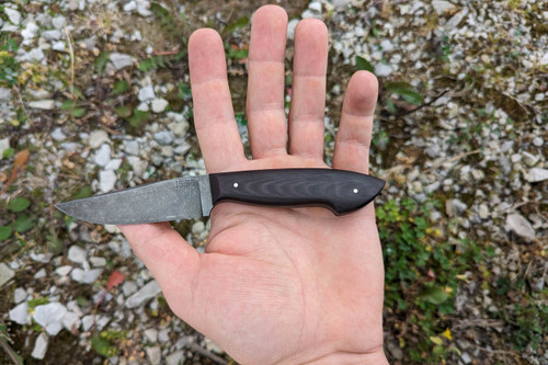 15:58 Knife Co: Neches Hunter EDC - 52100 Steel - Red Linen Micarta Handle- Leather Sheath - by Josh Fisher