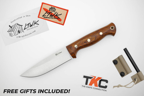 *Christmas Special* LT Wright Knives: Forest Trail - MagnaCut Steel - Saber Grind - Desert Ironwood Handle - FREE Black Liners! - 6