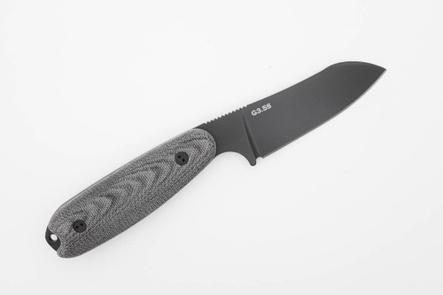 Bradford Knives: Guardian3.5 - CPM MagnaCut Steel - Sheepsfoot Saber Grind - Black DLC Blade - 3D Black Canvas Micarta Handle - FREE Kydex Sheath!