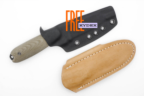 Bradford Knives: Guardian3.5 - CPM MagnaCut Steel - Sheepsfoot Saber Grind - Nimbus Finish - 3D Green Canvas Micarta Handle - FREE Kydex Sheath!