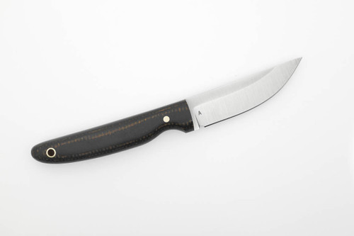 LT Wright Knives: APEX - A2 Steel - Saber Grind - Fixed Blade Knife - Black Linen Micarta w/ Brown Burlap Handle