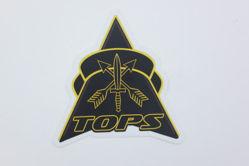 TOPS Knives: TOPS Logo Sticker, Yellow and Black