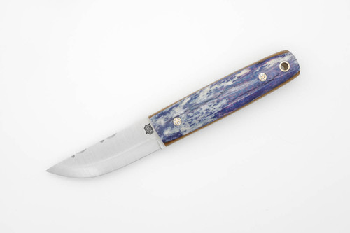LT Wright Knives Pronghorn - 3V Steel - Scandi Grind - Dyed Blue Bone Handle - w/ Natural Liners, Mosaic Pins - 1