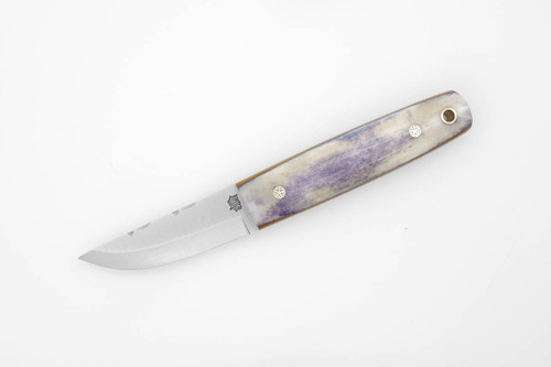 LT Wright Knives Pronghorn - 3V Steel - Scandi Grind - Dyed Blue Bone Handle - w/ Natural Liners, Mosaic Pins - 2