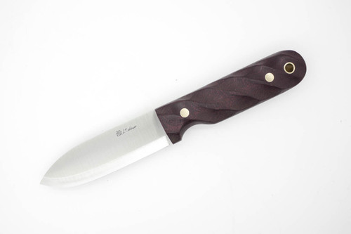 LT Wright Knives Bushcrafter - A2 Steel - Scandi Grind - Double Red Canvas Micarta Twisted Handle LT Wright Knives Bushcrafter - A2 Steel - Scandi Grind - Double Red Canvas Micarta Twisted Handle