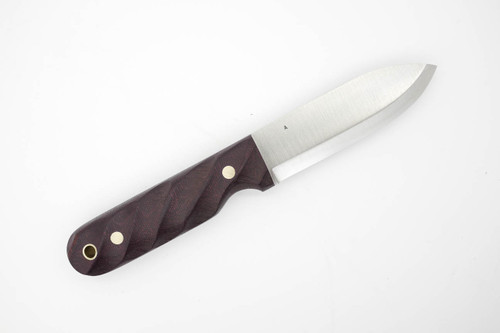 LT Wright Knives Bushcrafter - A2 Steel - Scandi Grind - Double Red Canvas Micarta Twisted Handle LT Wright Knives Bushcrafter - A2 Steel - Scandi Grind - Double Red Canvas Micarta Twisted Handle