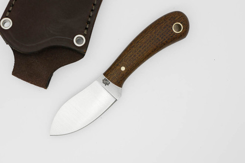 LT Wright Knives Lil Muk - Flat Grind - MagnaCut Steel - Brown Burlap Micarta - Matte