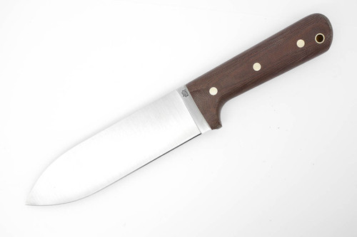 LT Wright Knives Gen 3 - O1 - Flat Grind - Rustic Brown Canvas Micarta w/ White Liners - Matte Finish
