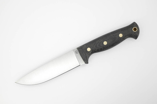 LT Wright Knives Forest Trail - A2 Steel - Flat Grind - Black Canvas Micarta Handle - Matte Finish - Leather Sheath