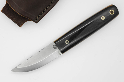 LT Wright Knives Pronghorn - 3V Steel - Scandi Grind - Dyed Black Bone Handle - w/ Natural Liners, Mosaic Pins - 5