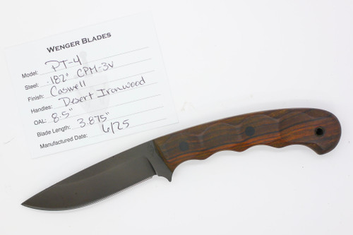 Dave Wenger Blades: PT-4 - CPM 3V Steel - Desert Ironwood - Kydex Sheath Dave Wenger Blades: PT-4 - CPM 3V Steel - Desert Ironwood - Kydex Sheath