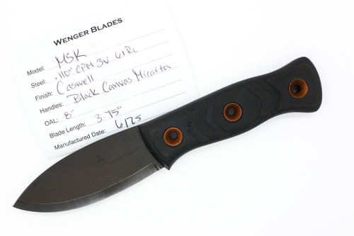 Dave Wenger Blades: MSK - CPM 3V Steel - Black Canvas Micarta - Kydex Sheath