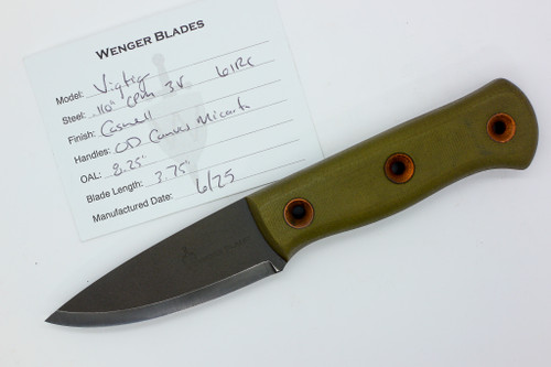 Dave Wenger Blades: Vigtig- CPM 3V Steel - OD Canvas Micarta - Kydex Sheath