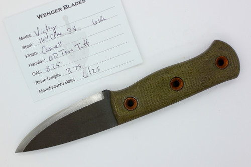 Dave Wenger Blades: Vigtig- CPM 3V Steel - OD Tero Tuff - Kydex Sheath Dave Wenger Blades: Vigtig- CPM 3V Steel - OD Tero Tuff - Kydex Sheath