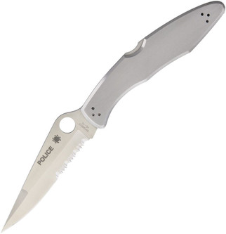 Spyderco Police Model Lockback Serr - VG10 Stainless Steel Blade -  2Cr13 stainless handle Spyderco Police Model Lockback Serr - VG10 Stainless Steel Blade -  2Cr13 stainless handle