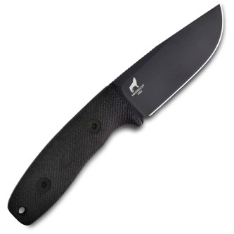 Reiff Knives: Circadian Clip Point- Fixed Blade-  - CPM MagnaCut - Black DLC, Black Canvas Micarta Reiff Knives: Circadian Clip Point- Fixed Blade-  - CPM MagnaCut - Black DLC, Black Canvas Micarta