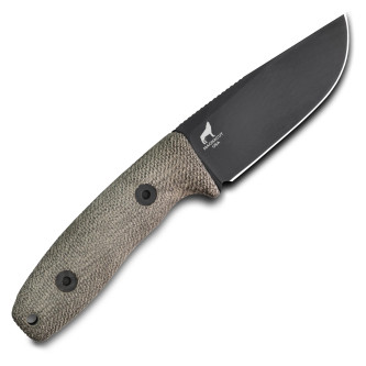 Reiff Knives: Circadian Clip Point- Fixed Blade-  - CPM MagnaCut - Black DLC, Green Canvas Micarta Reiff Knives: Circadian Clip Point- Fixed Blade-  - CPM MagnaCut - Black DLC, Green Canvas Micarta