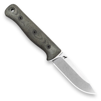 Reiff Knives: F4 Bushcraft - Fixed Blade- - Polished Stonewash, MagnaCut - Black Canvas Micarta Reiff Knives: F4 Bushcraft - Fixed Blade- - Polished Stonewash, MagnaCut - Black Canvas Micarta