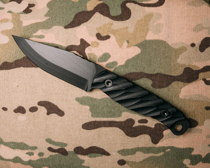 Half Face Blades - Crow Jr. - Black G10, Armor Black Cerakote, Allen Bolts, Iron Grip