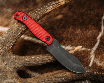 Half Face Blades - Skinner Jr - HFB x Derek Wolfe Collab - Cherry & Black G10, Allen Bolts, Iron Grip Half Face Blades - Skinner Jr - HFB x Derek Wolfe Collab - Cherry & Black G10, Allen Bolts, Iron Grip