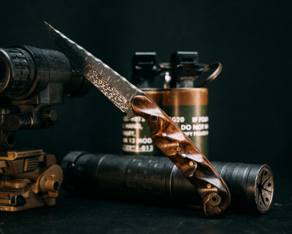 Half Face Blades - Boogeyman- Vegas Forge Dot Matrix Damascus - Desert Ironwood, Mosaic Pins, 1/8" Brass Pins, 3/8" Mosaic Lanyard Pin, TexturedGrip Half Face Blades - Boogeyman- Vegas Forge Dot Matrix Damascus - Desert Ironwood, Mosaic Pins, 1/8" Brass Pins, 3/8" Mosaic Lanyard Pin, TexturedGrip