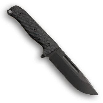 Reiff Knives: Vicon - Fixed Blade - MagnaCut, Saber, Black DLC, Black Canvas Micarta, Black Kydex Sheath, Ambi Reiff Knives: Vicon - Fixed Blade - MagnaCut, Saber, Black DLC, Black Canvas Micarta, Black Kydex Sheath, Ambi