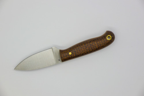 LT Wright Knives Patriot - A2 Steel - Flat Grind - Brown Burlap with Coyote Liner Micarta Handle