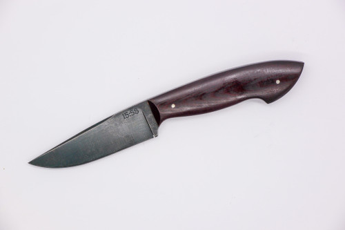 15:58 Knife Co: Neches Hunter EDC - 52100 Steel - Maroon Canvas Micarta Handle- Leather Sheath - by Josh Fisher