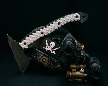 Half Face Blades -  Bleeding Heart Hawk- White and Black G10,  Allen bolts, Chaos Grip