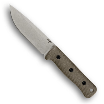 Reiff Knives: F5 GEN2 - Field Survival Knife - Fixed Blade - MagnaCut, Stonewash, Green Canvas Micarta Handle