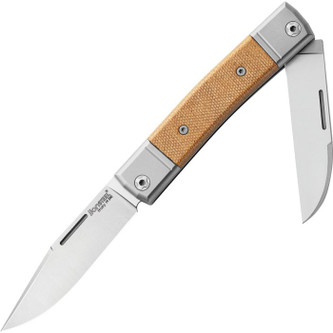 LionSteel Knives: Bestman - BM13 - Slipjoint Natural Canvas Micarta