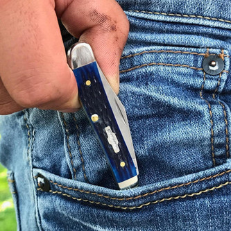 Case Cutlery: Peanut - Navy Blue Jigged Bone Handle - 2 Blades Case Cutlery: Peanut - Navy Blue Jigged Bone Handle - 2 Blades