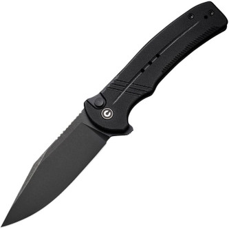 CIVIVI - Cogent Flipper - Black Stonewash 14C28N Steel - Button Lock - Black G10 Handle