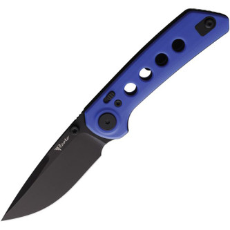 Reate Knives - PL-XT - Black PVD Blade - Folding Pocket Knife w/ Blue G10 Handle