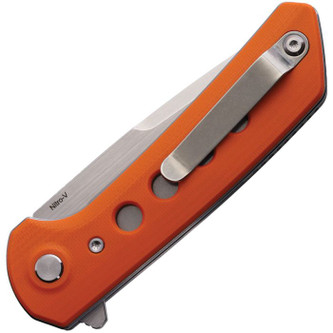 Reate Knives - PL-XF - Stonewash Nitro-V Blade - Folding Pocket Knife w/ Orange G10 Handle Reate Knives - PL-XF - Stonewash Nitro-V Blade - Folding Pocket Knife w/ Orange G10 Handle