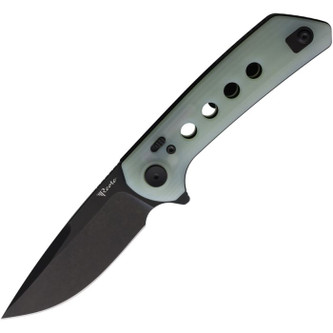 Reate Knives - PL-XF - Black PVD Nitro-V Blade - Folding Pocket Knife w/ Jade G10 Handle