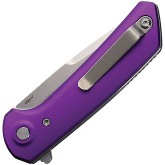 Reate Knives - PL-XF - Stonewash & Satin Finish Nitro-V Blade - Folding Pocket Knife w/ Purple Aluminum Handle Reate Knives - PL-XF - Stonewash & Satin Finish Nitro-V Blade - Folding Pocket Knife w/ Purple Aluminum Handle