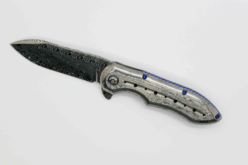 Todd Begg/Jerry Moen Custom Collaboration - Compadre - Aegir Damasteel Blade and Handles, Blue Titanium Fittings, Liner Lock Todd Begg/Jerry Moen Custom Collaboration - Compadre - Aegir Damasteel Blade and Handles, Blue Titanium Fittings, Liner Lock